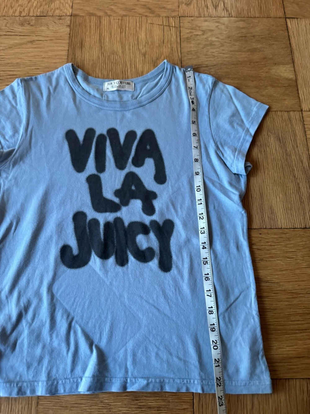 Juicy Couture Vintage Y2K Rare Tag Light Blue Short Sleeve T Shirt Viva La Juicy - Picture 6 of 6
